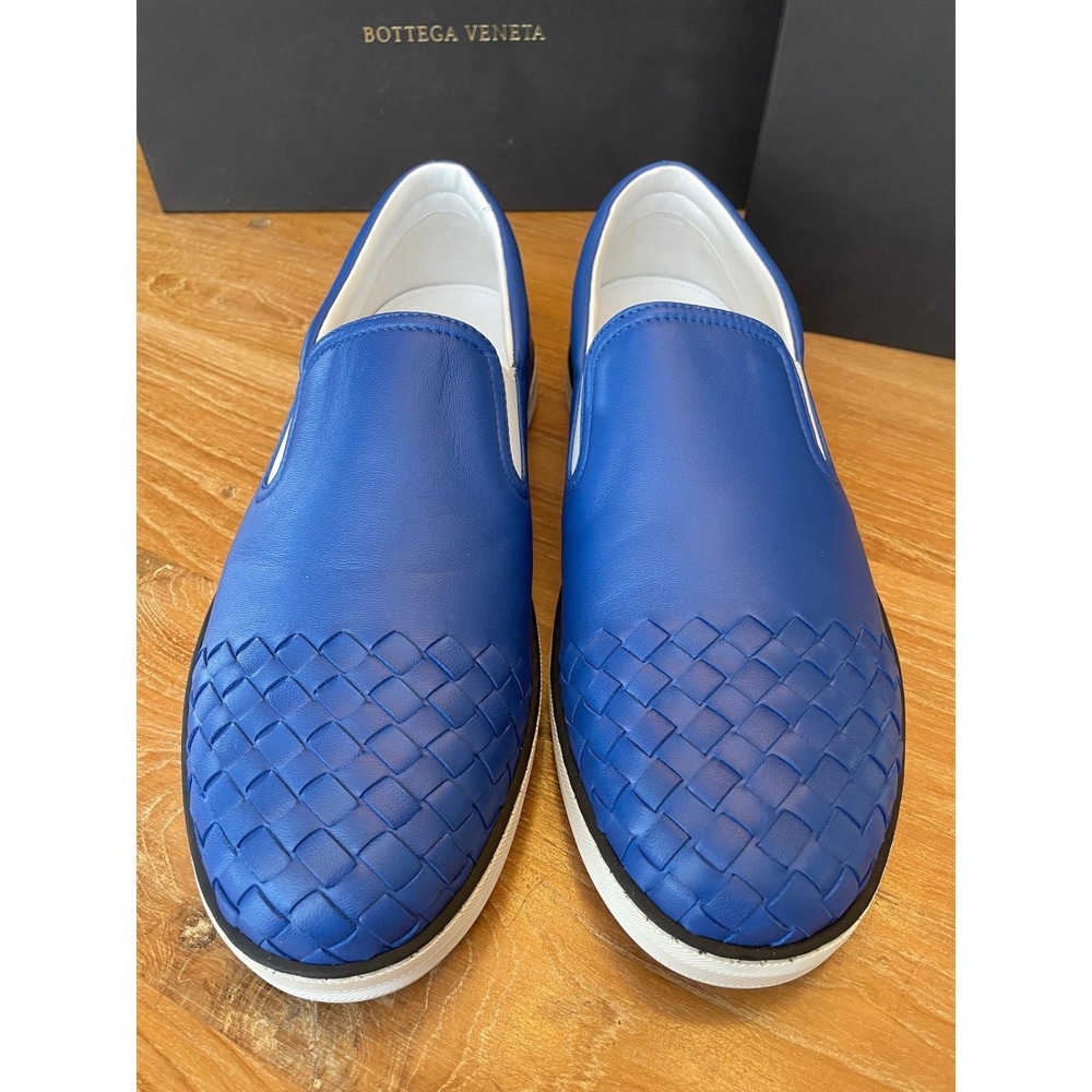 BOTTEGA VENETA Intrecciato Blue Leather 592368 Speedster Slip on Shoes - Picture 2 of 11